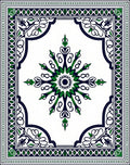 Emerald Navy Abstract Medallion Border Rug