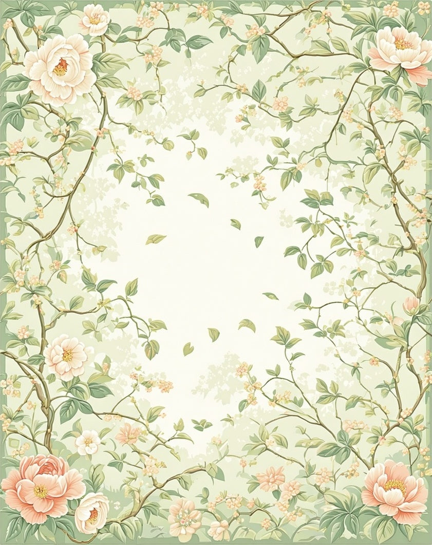 Soft Floral Vine And Leaf Pattern Rug
