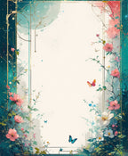 Whimsical Floral Butterfly Garden Border Rug