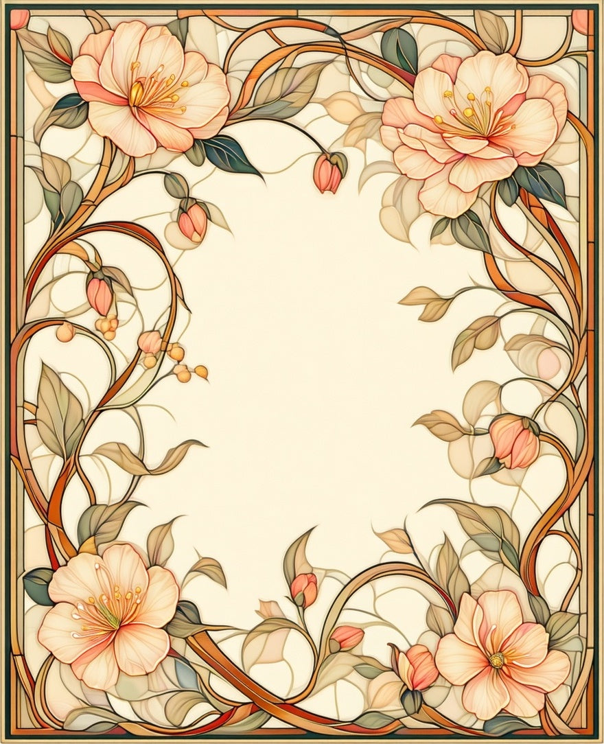 Floral Art Nouveau Inspired Design Rug