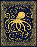 Navy Yellow Octopus Ornamental Pattern Rug