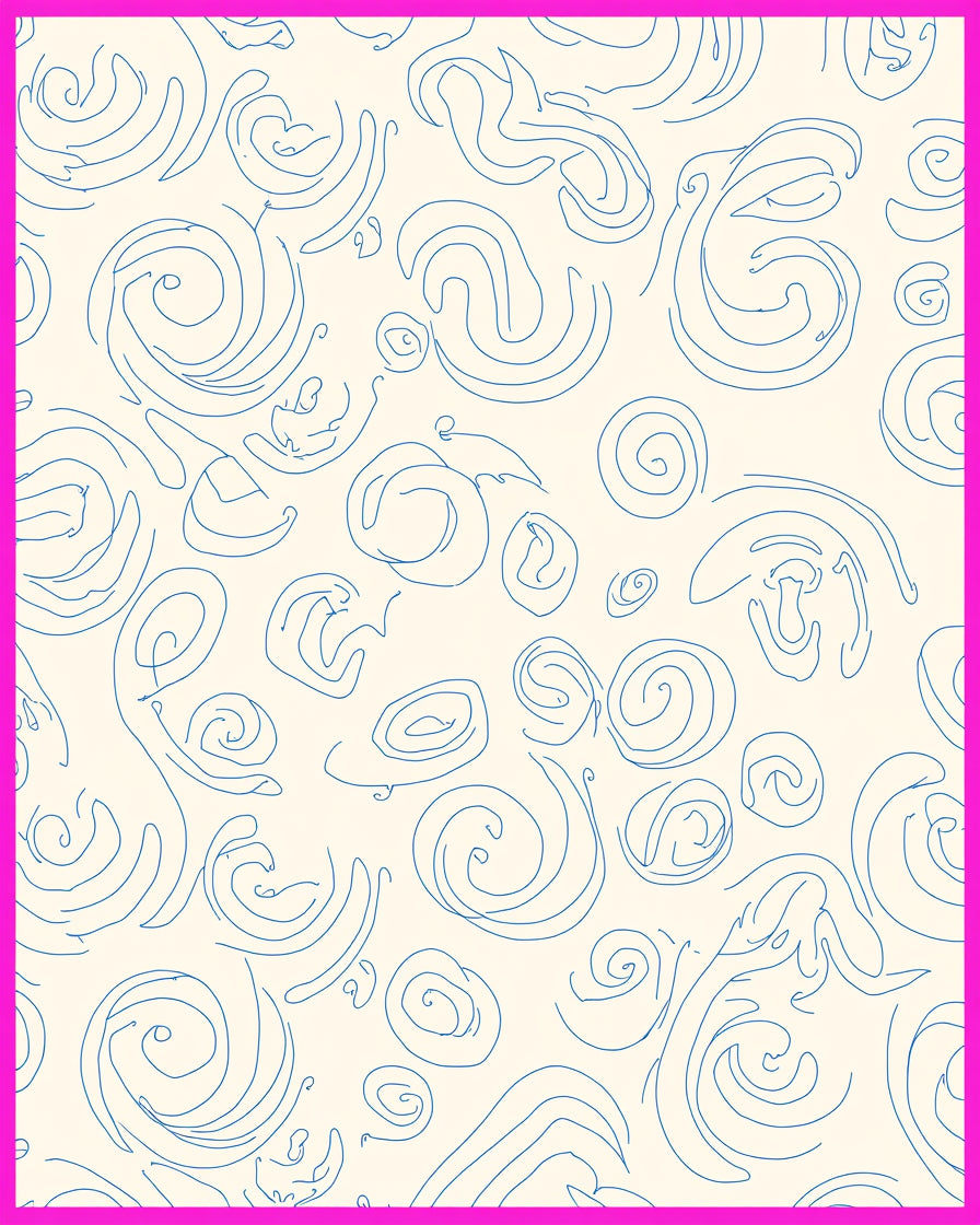 Abstract Blue Swirl Pattern Rug