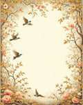 Vintage Floral Birds Garden Pattern Rug