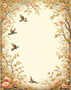 Vintage Floral Birds Garden Pattern Rug