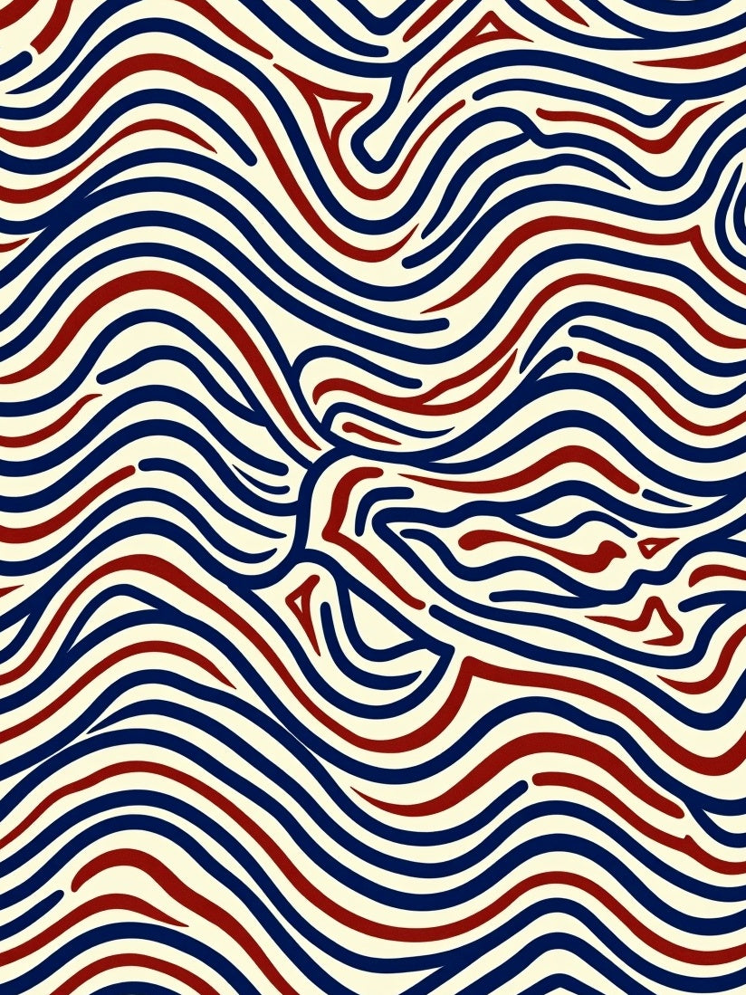Wavy Stripes Red Blue Pattern Rug