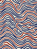 Wavy Stripes Red Blue Pattern Rug