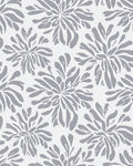 Floral Abstract Gray White Design Rug