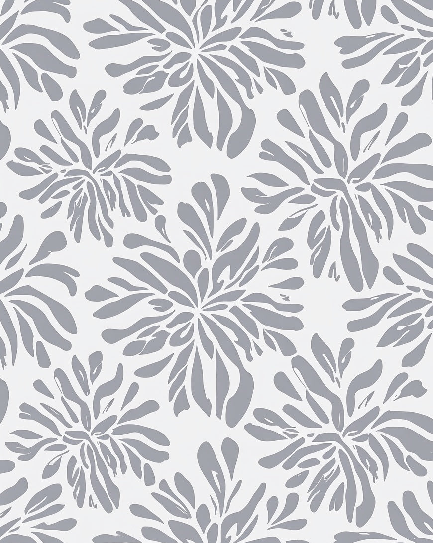 Floral Abstract Gray White Design Rug