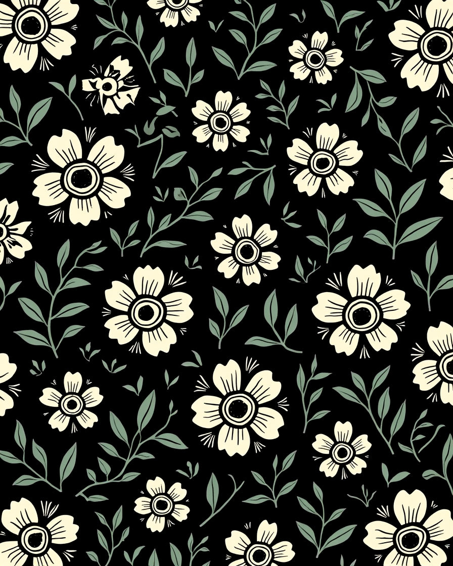 Cream Floral Vine Pattern Rug