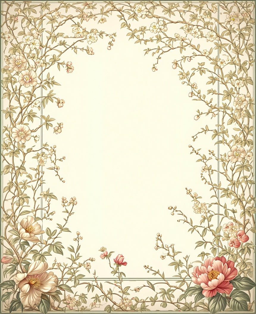 Vintage Floral Vine Scrollwork Rug