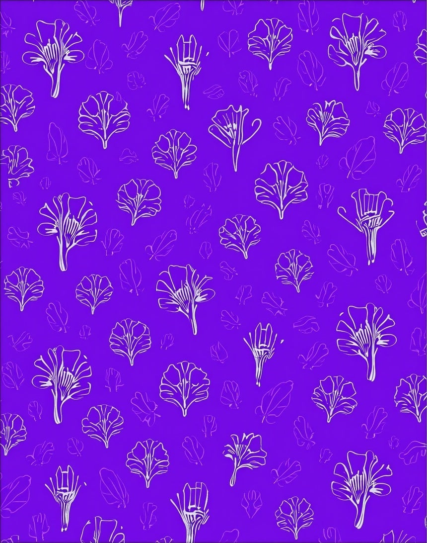 White Floral Sketch Pattern Rug