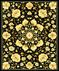 Golden Floral Symmetry Pattern Rug