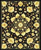 Golden Floral Symmetry Pattern Rug
