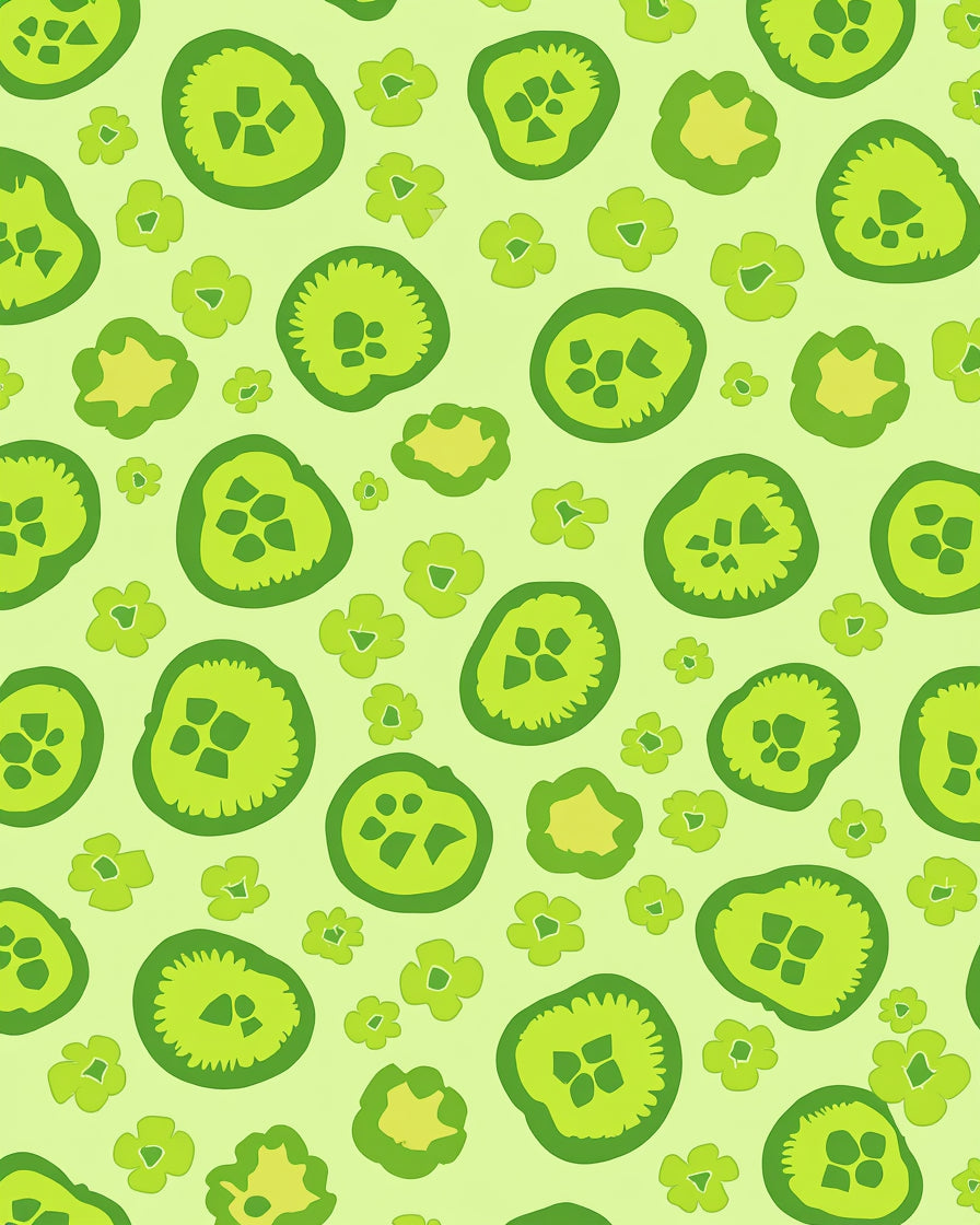 Lime Green Round Botanical Pattern Rug