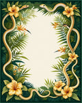 Tropical Jungle Snake Flower Vignette Rug