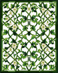 Green Vine White Flower Pattern Rug