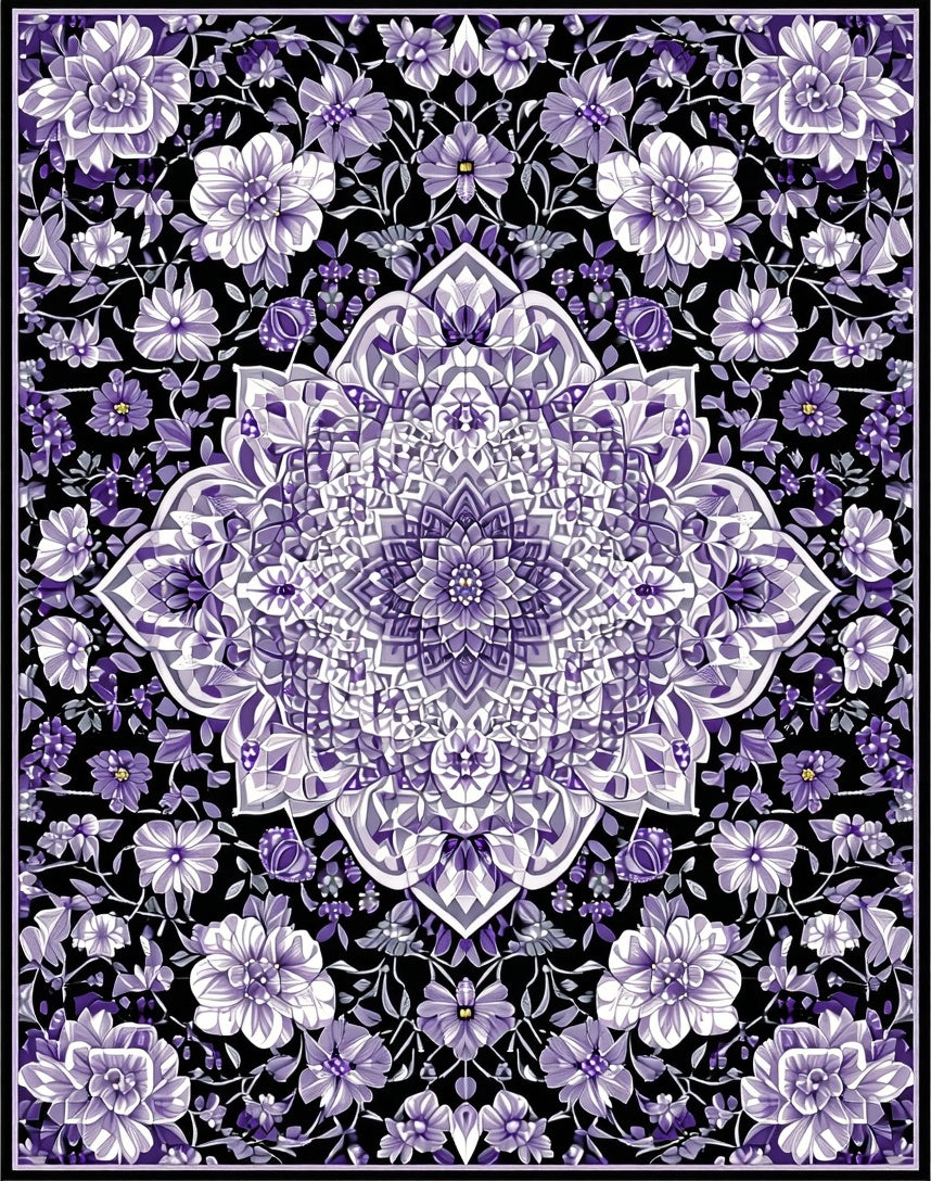 Purple Mandala Floral Pattern Rug