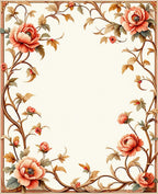 Elegant Coral Floral Vine Pattern Rug