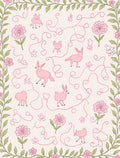 Whimsical Pink Animals Blossom Pattern Rug