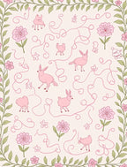 Whimsical Pink Animals Blossom Pattern Rug