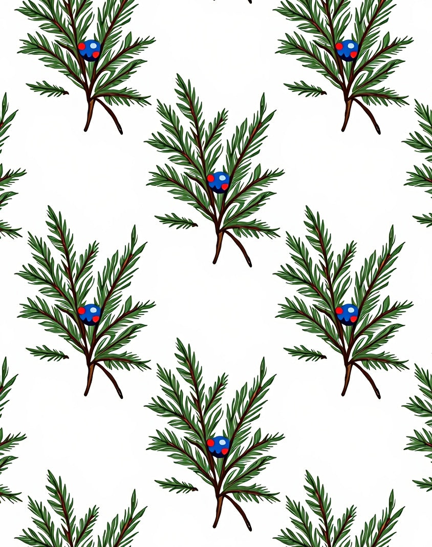 Green Juniper Berry Branch Repeats Rug