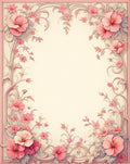 Elegant Pink Floral Scrollwork Design Rug