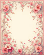 Elegant Pink Floral Scrollwork Design Rug