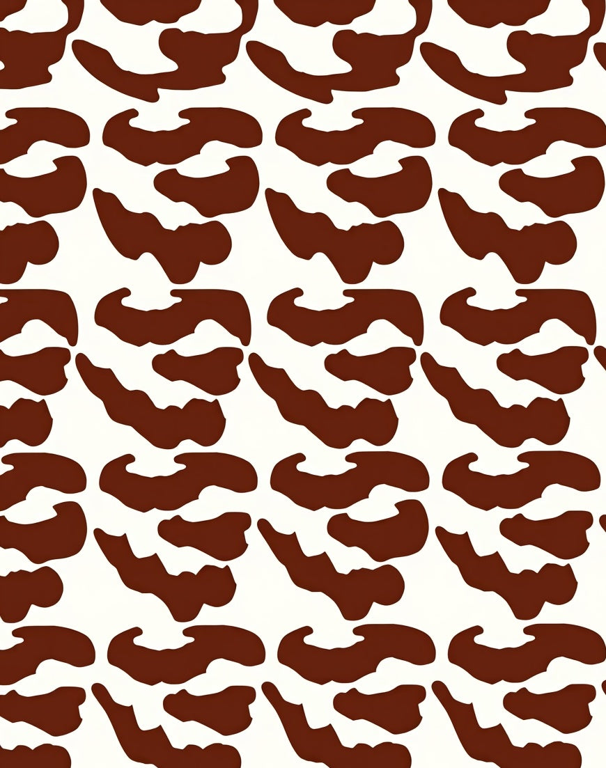 Brown White Abstract Organic Pattern Rug