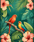 Tropical Parrots Hibiscus Garden Rug