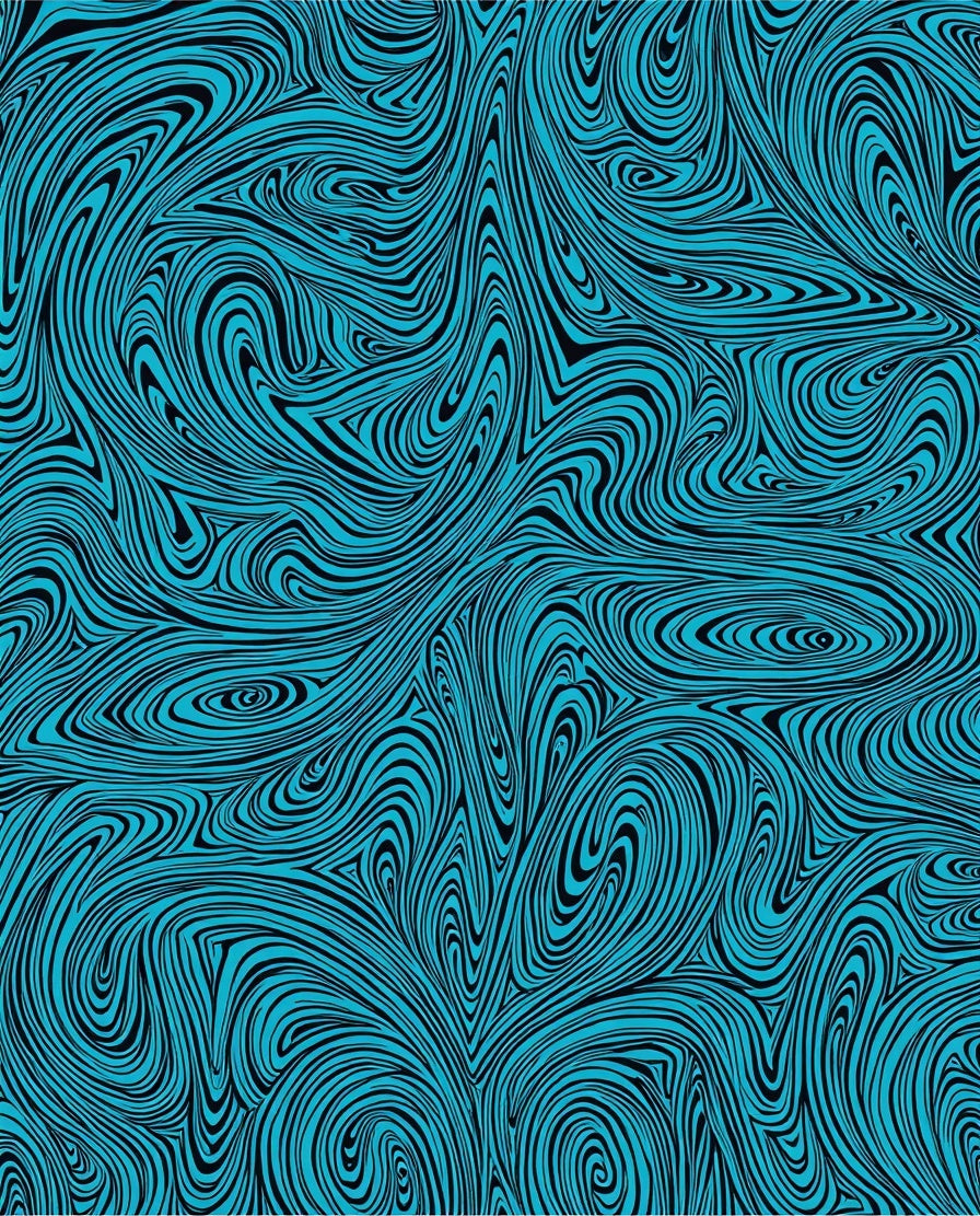 Aqua Swirls With Black Lines Rug
