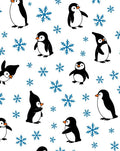 Playful Penguin Snowflakes Winter Scene Rug