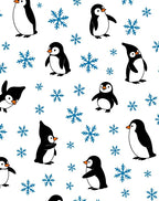 Playful Penguin Snowflakes Winter Scene Rug