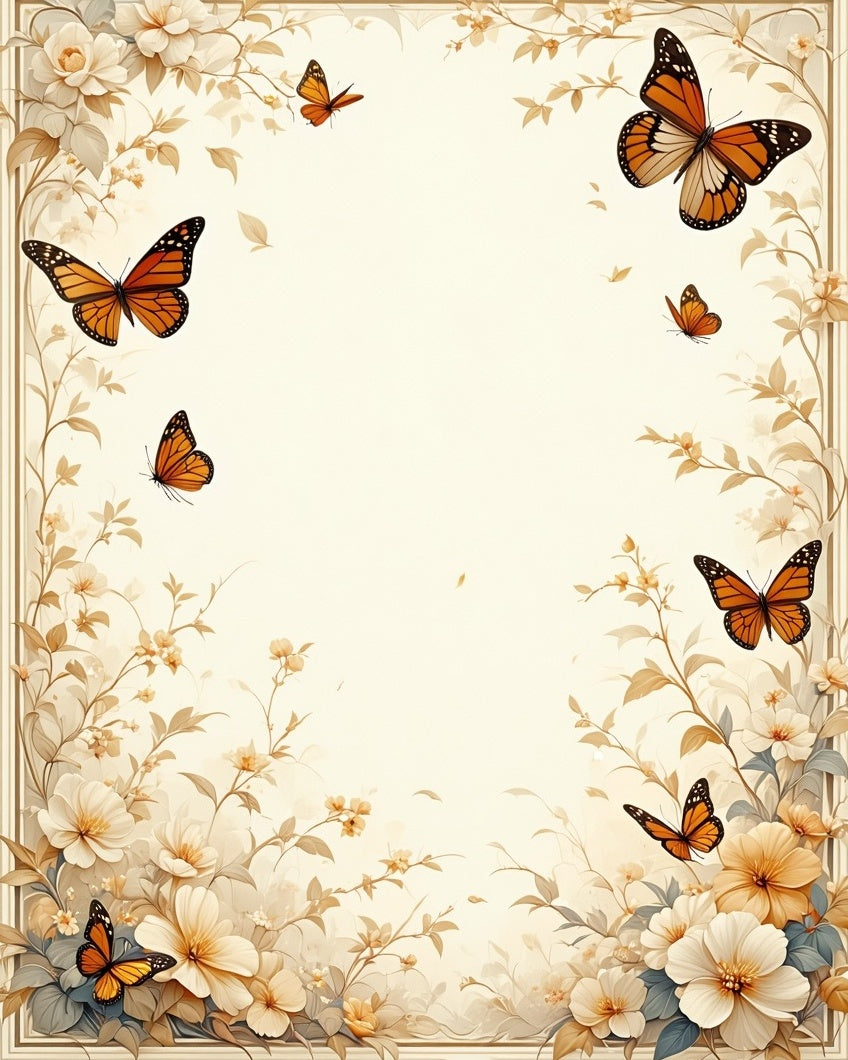 Floral Butterfly Garden Design Rug