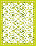 Delicate Green Floral Vine Pattern Rug