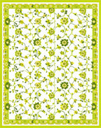 Delicate Green Floral Vine Pattern Rug