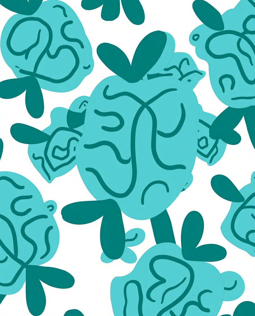 Abstract Teal Organic Pattern Rug