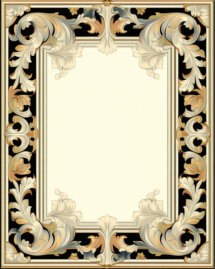 Ornate Scrollwork Decorative Style Rug