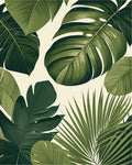 Lush Tropical Leaf Pattern Rug