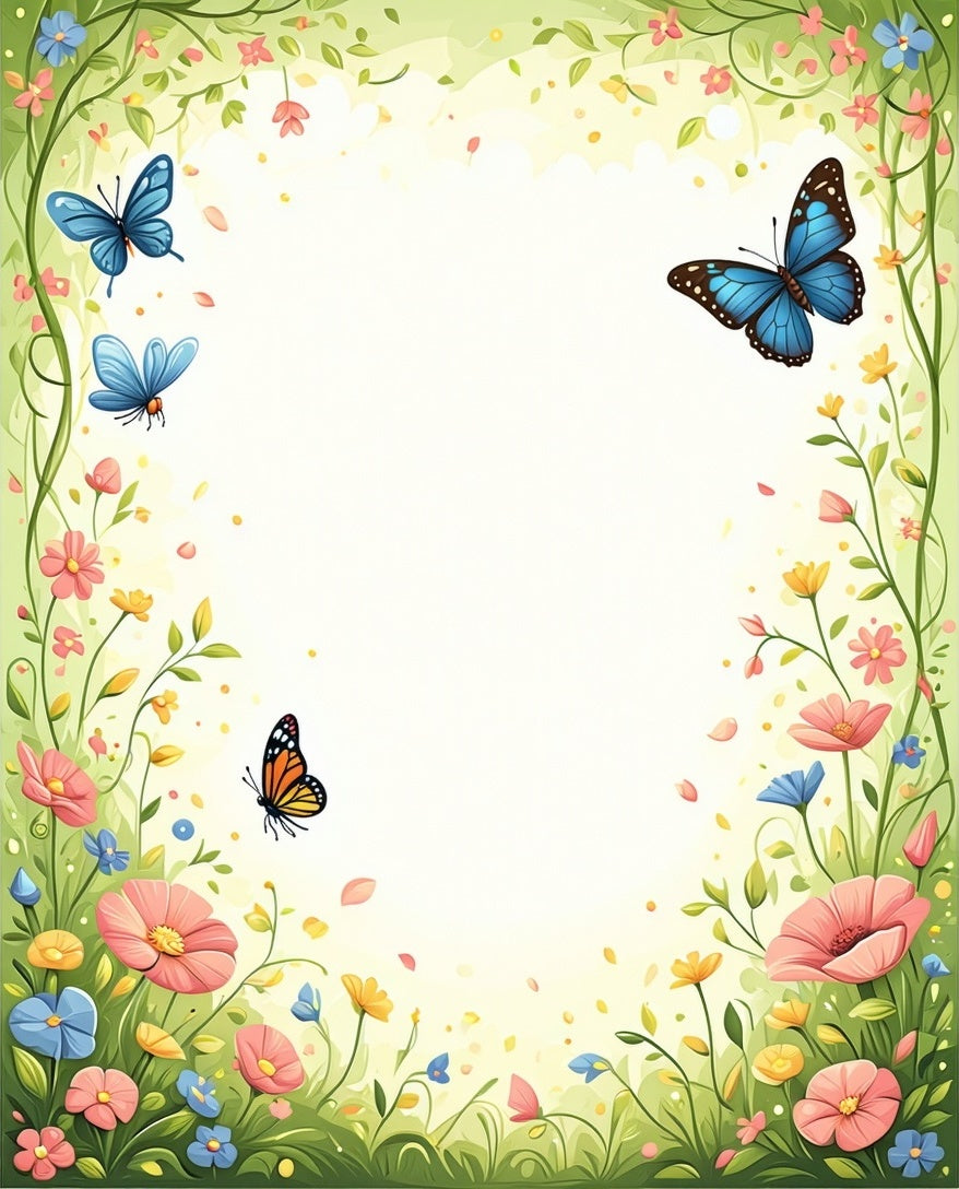 Whimsical Butterflies Floral Garden Rug