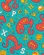 Whimsical Alphabet Tentacle Motif Rug