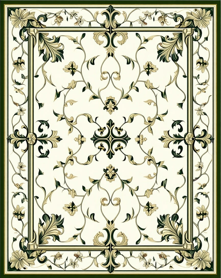 Ornate Floral Vine Garden Pattern Rug