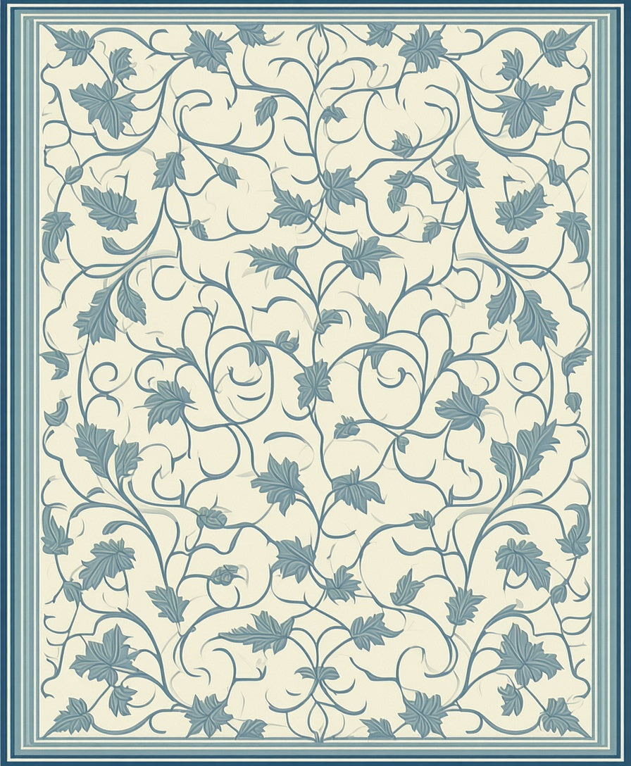 Vintage Floral Scroll Pattern Rug