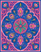 Vibrant Floral Mandala Pattern Design Rug