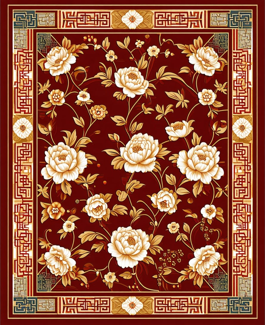 Elegant Floral Bloom Pattern Rug
