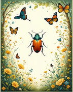 Whimsical Garden Bug Butterfly Pattern Rug