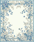 Blue Floral Vines With Butterflies Design Rug
