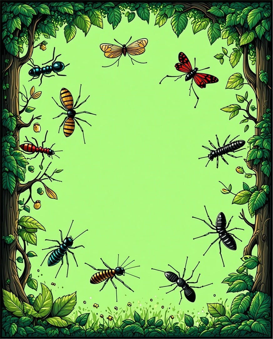 Whimsical Woodland Insects Graphic Rug