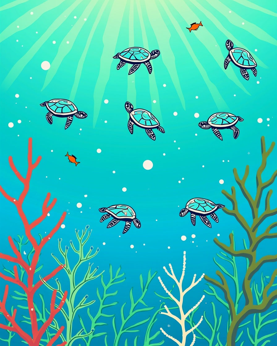 Ocean Sea Turtles Aquatic Design Rug