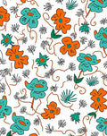Playful Floral Pattern With Orange And Teal Rug