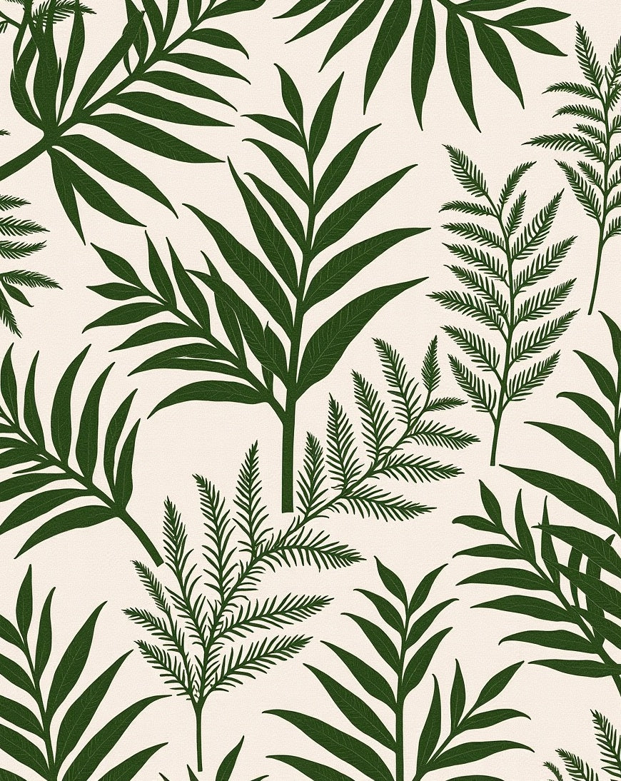 Green Fern Leaf Pattern Design Rug